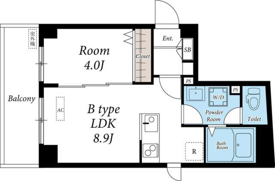 銀杏坂の1LDKに住むの間取り図