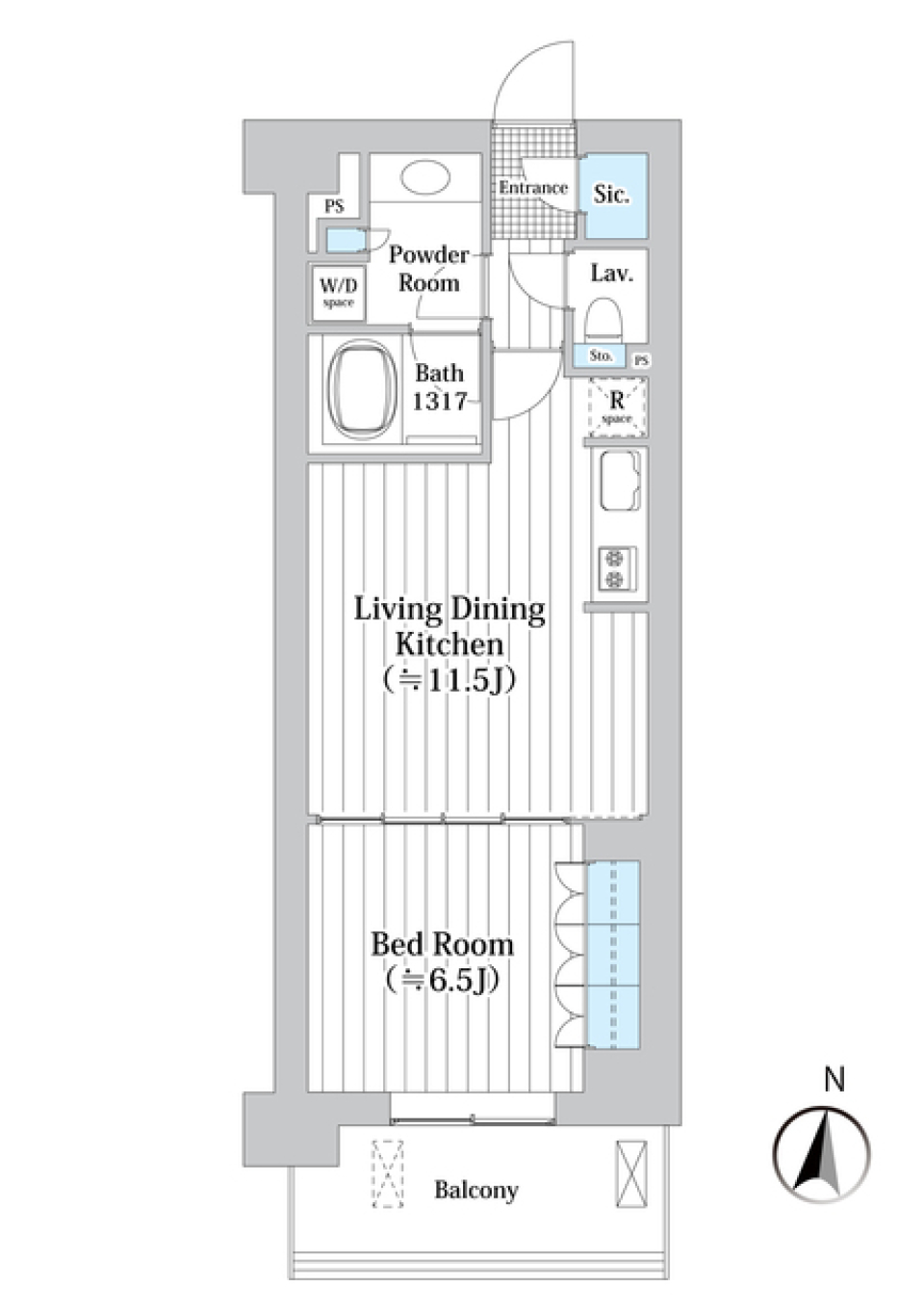 二つの部屋、一つのホームの間取り図