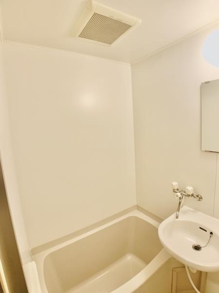 浴室の様子。洗面台も同じ空間にあります。