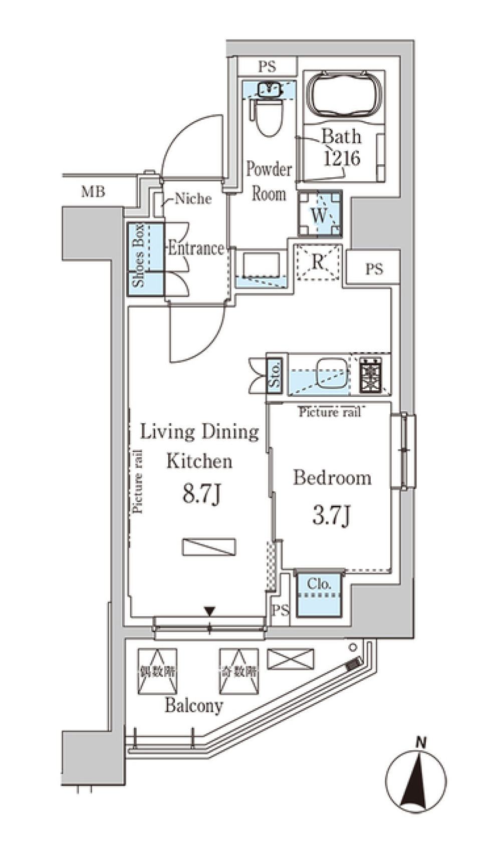 パークアクシス木場キャナル　イースト 405号室［ペット可］の間取り図