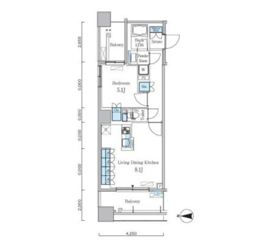パークキューブ亀戸 1206号室の間取り図