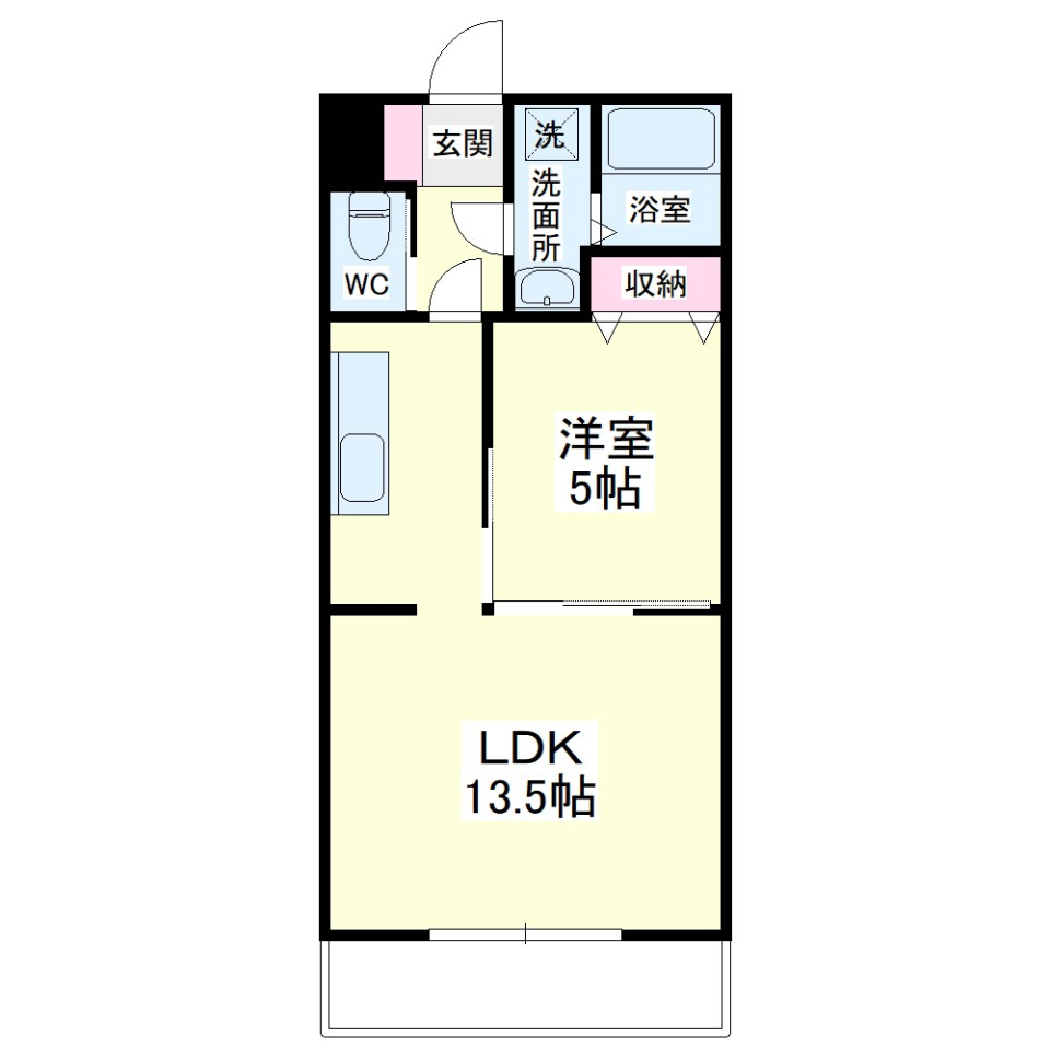 扉や収納をフル活用！スッキリしたお部屋で快適ライフ！の間取り図