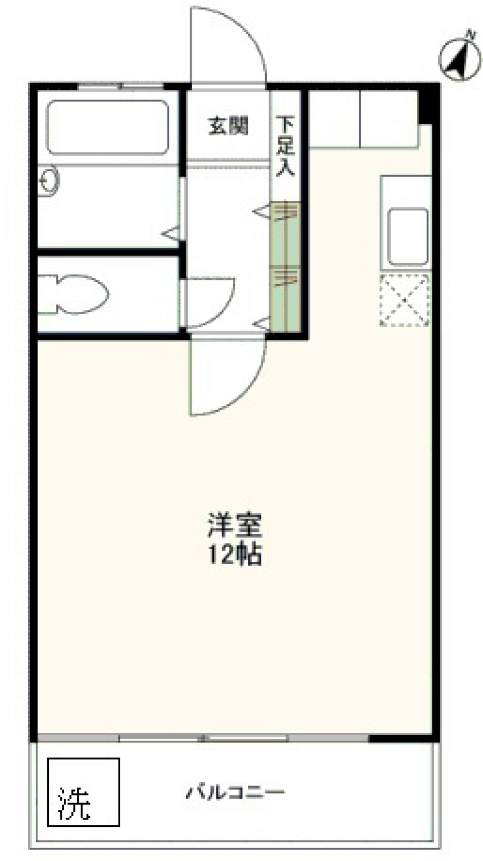オーセンティックなワンルームの間取り図