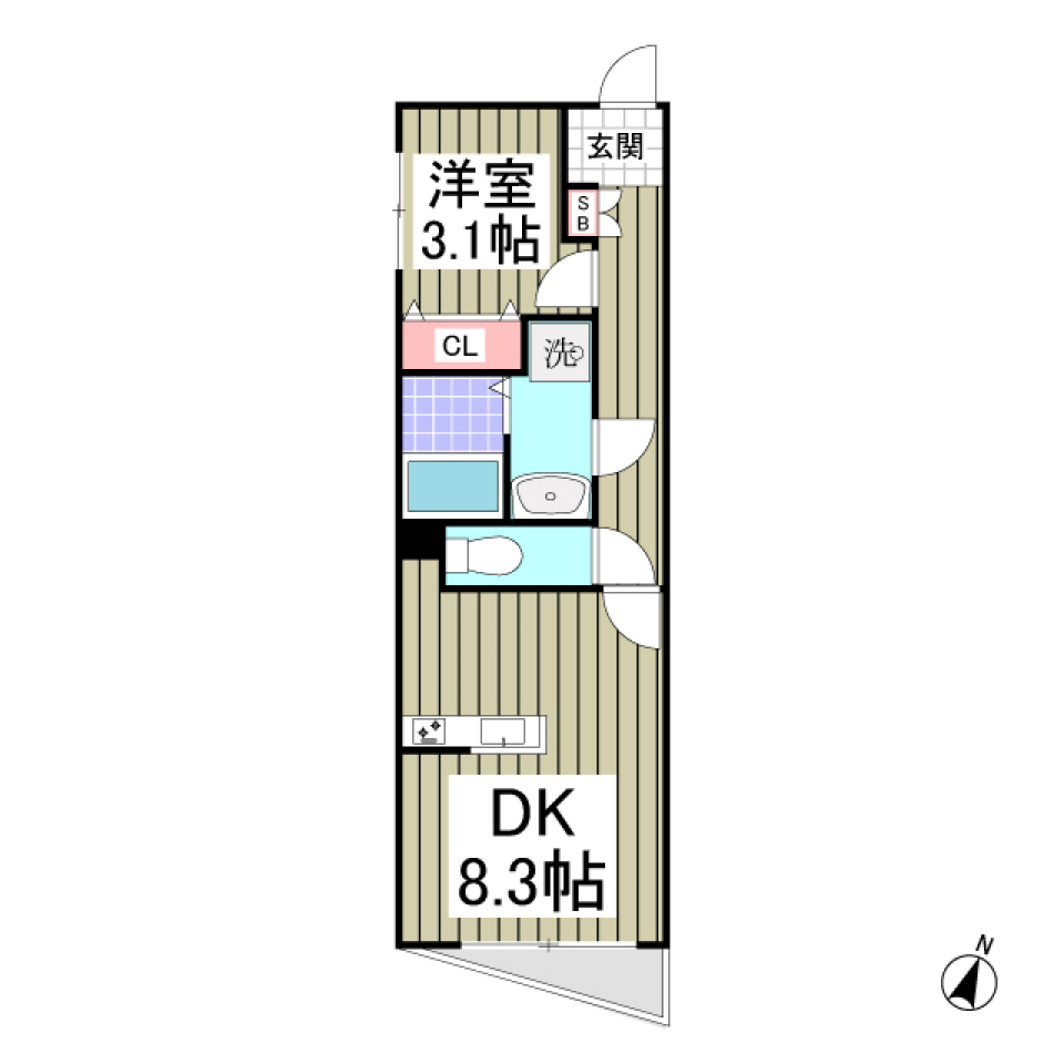 田園調布のおしゃれソロライフの間取り図