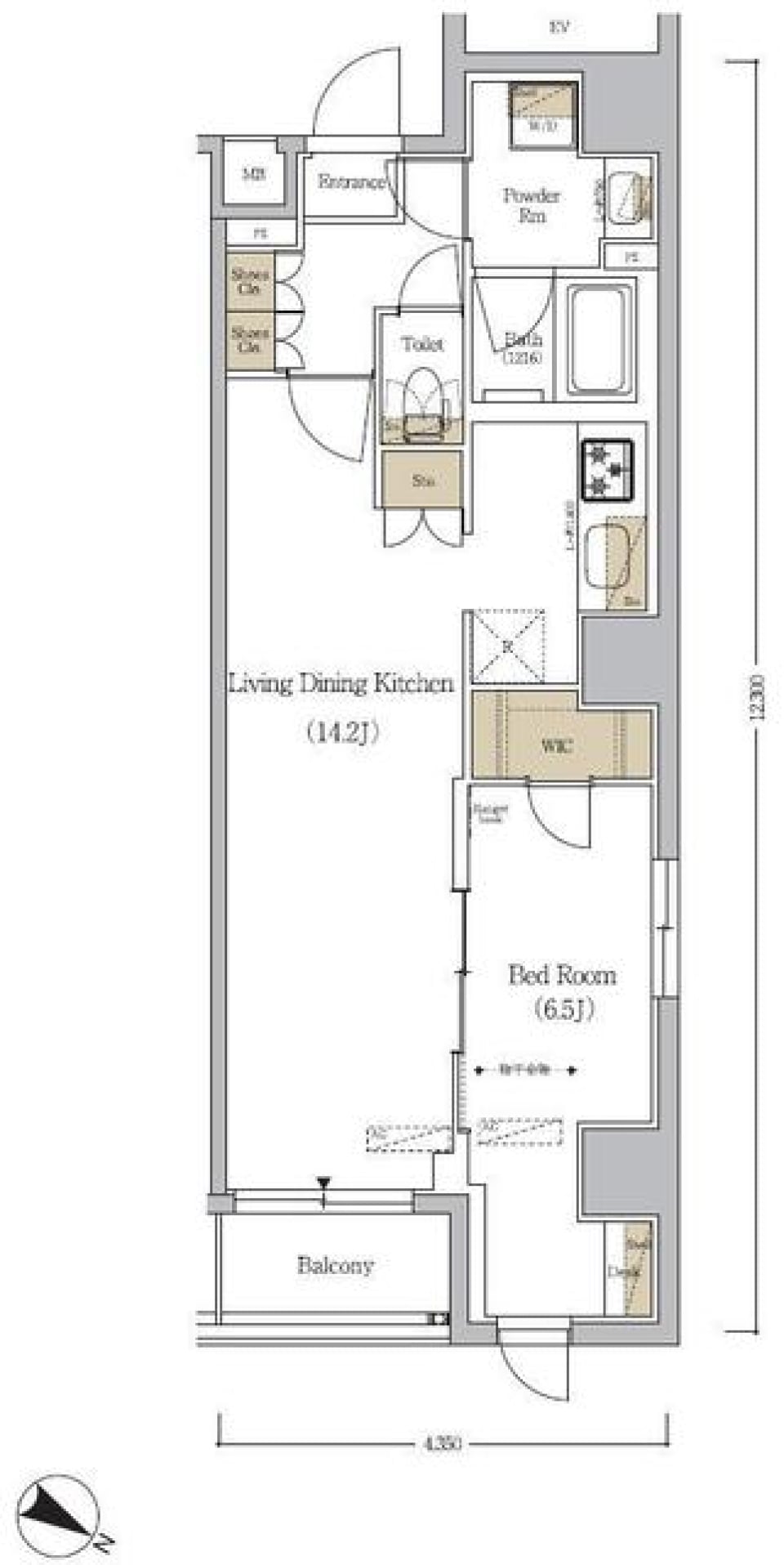 人形町の１LDKの拠点の間取り図