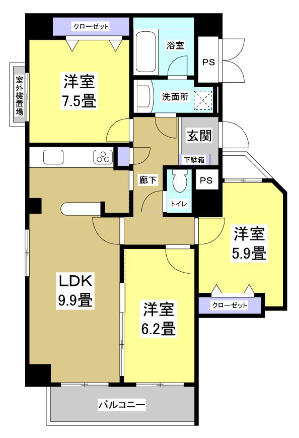湖畔の絶景を毎朝の目覚めに！［ペット可］の間取り図