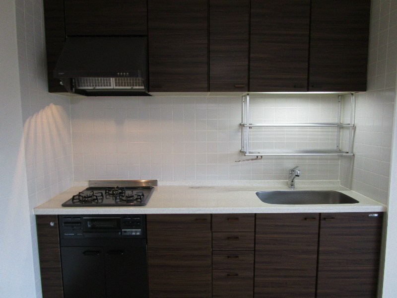 システムキッチンは清潔感もあってひろびろ