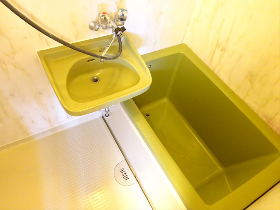 洗面台と浴槽は隣同士。