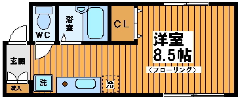 中野区からリーズナブルな１R生活をの間取り図