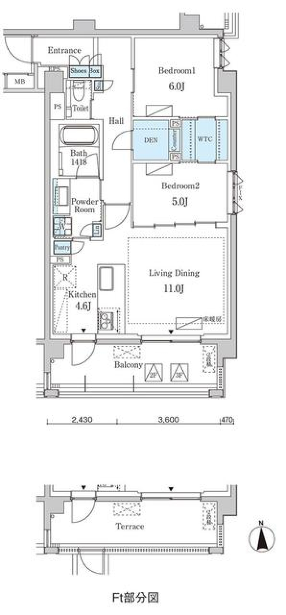 グランドゥールプレミアム代々木大山 106号室の間取り図