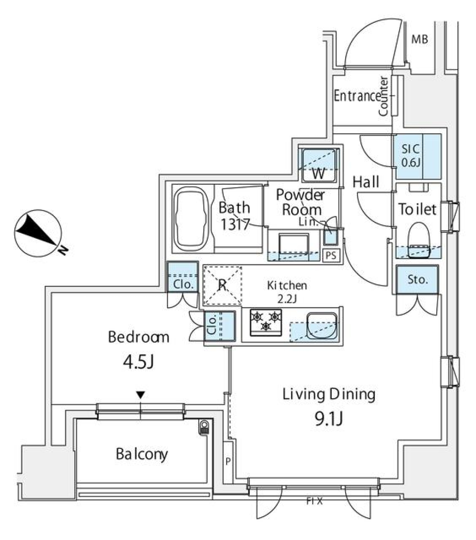 パークホームズ日本橋浜町二丁目ローレルアイ 1305号室の間取り図