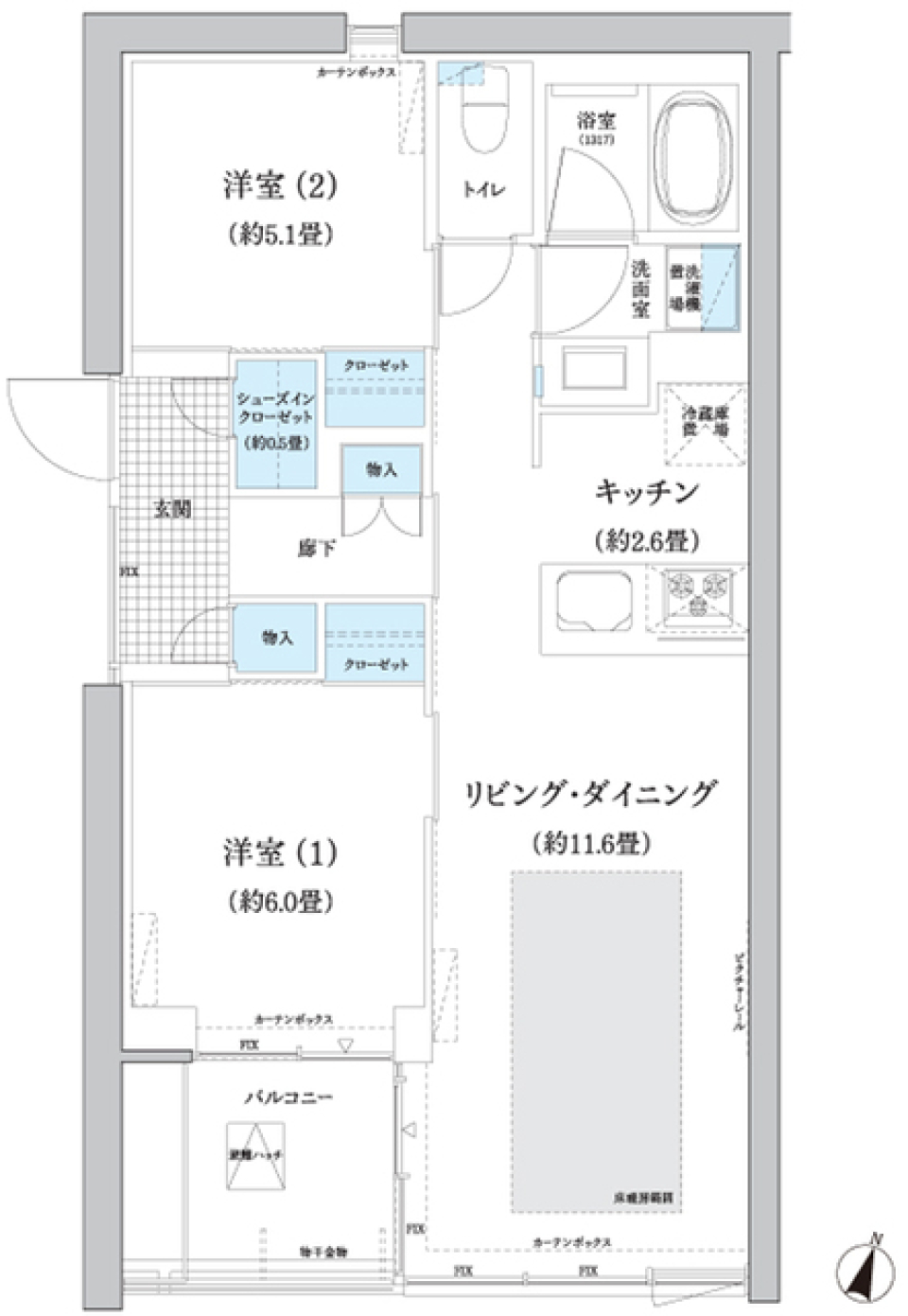 ガーデニエール砧　ＷＥＳＴ 551号室の間取り図