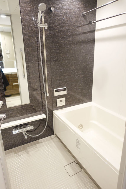 ダークトーンのパネルが落ち着いた雰囲気を演出しています。※写真は同タイプ住戸です。