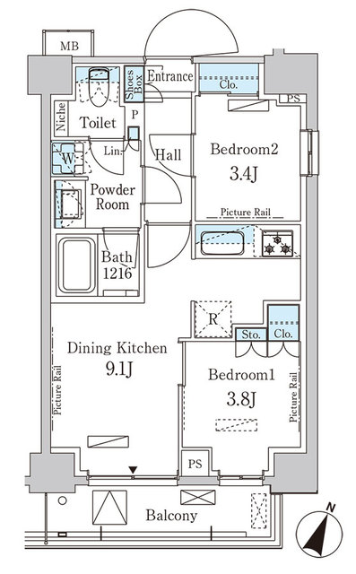 2DKの間取りです。