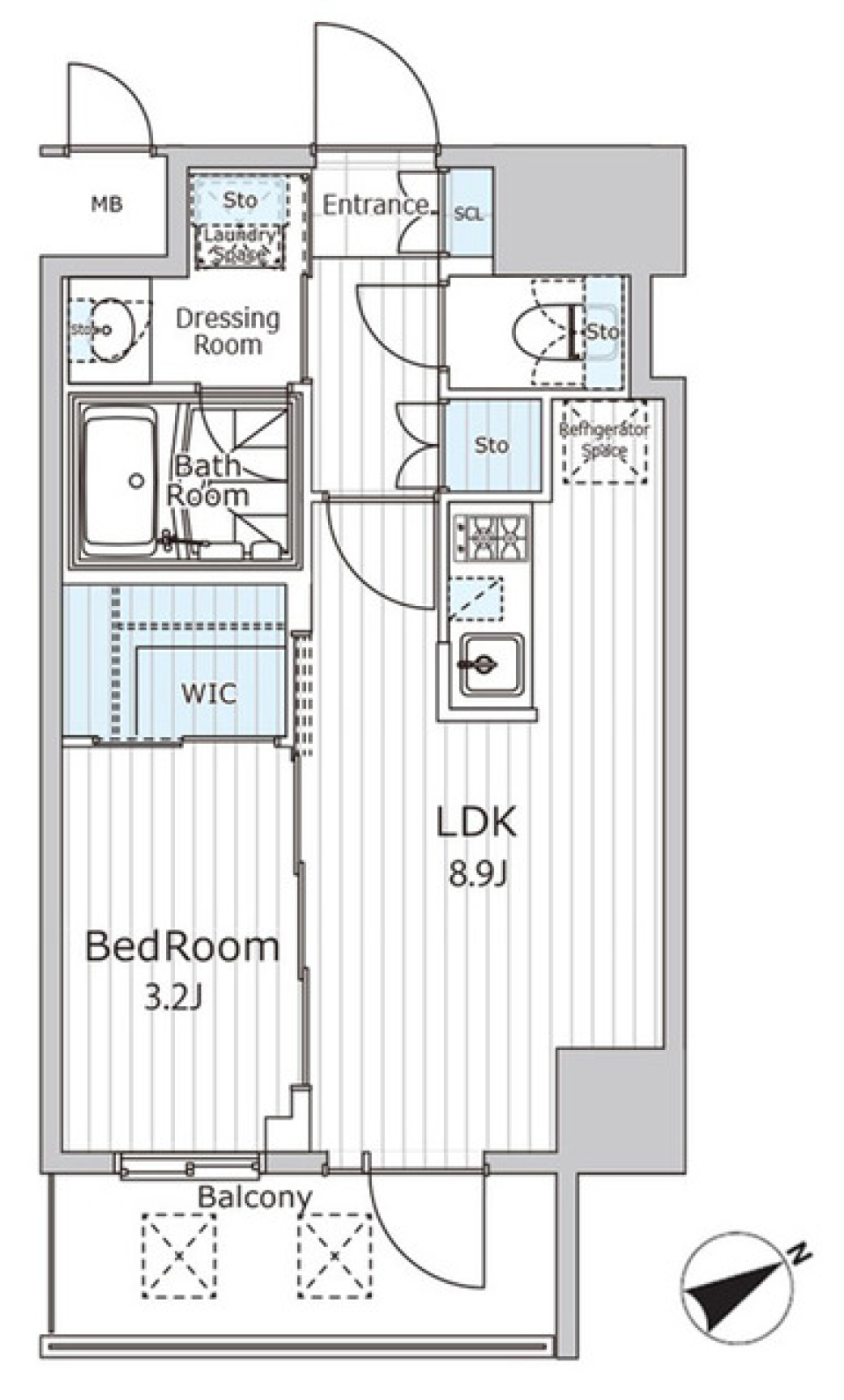 人形町の1LDKから新鮮な生活を［ペット可］の間取り図