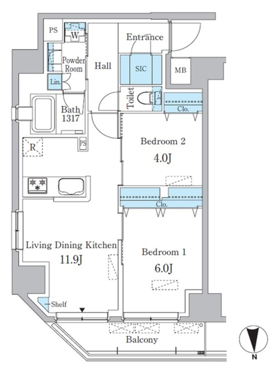 リビオメゾン両国ノース 1203号室［ペット可］の間取り図