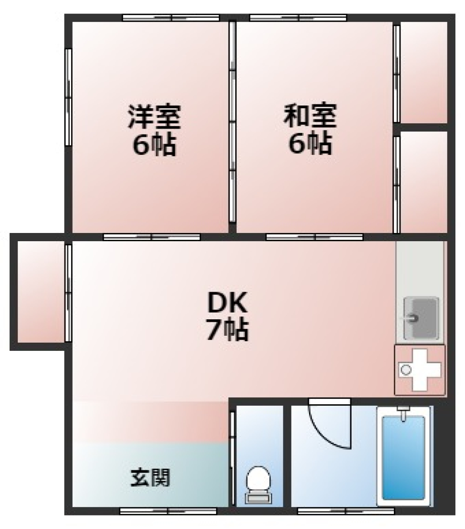 上がり框とワインレッドのアクセント［ペット可］の間取り図