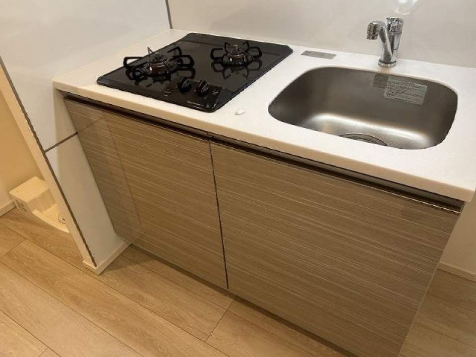 ２口のガスコンロが設置されています。