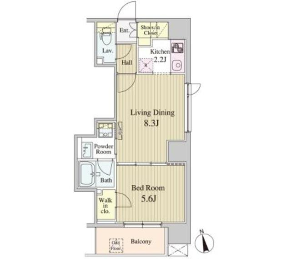靴も服もたっぷり詰め込める!?収納が魅力の部屋。の間取り図