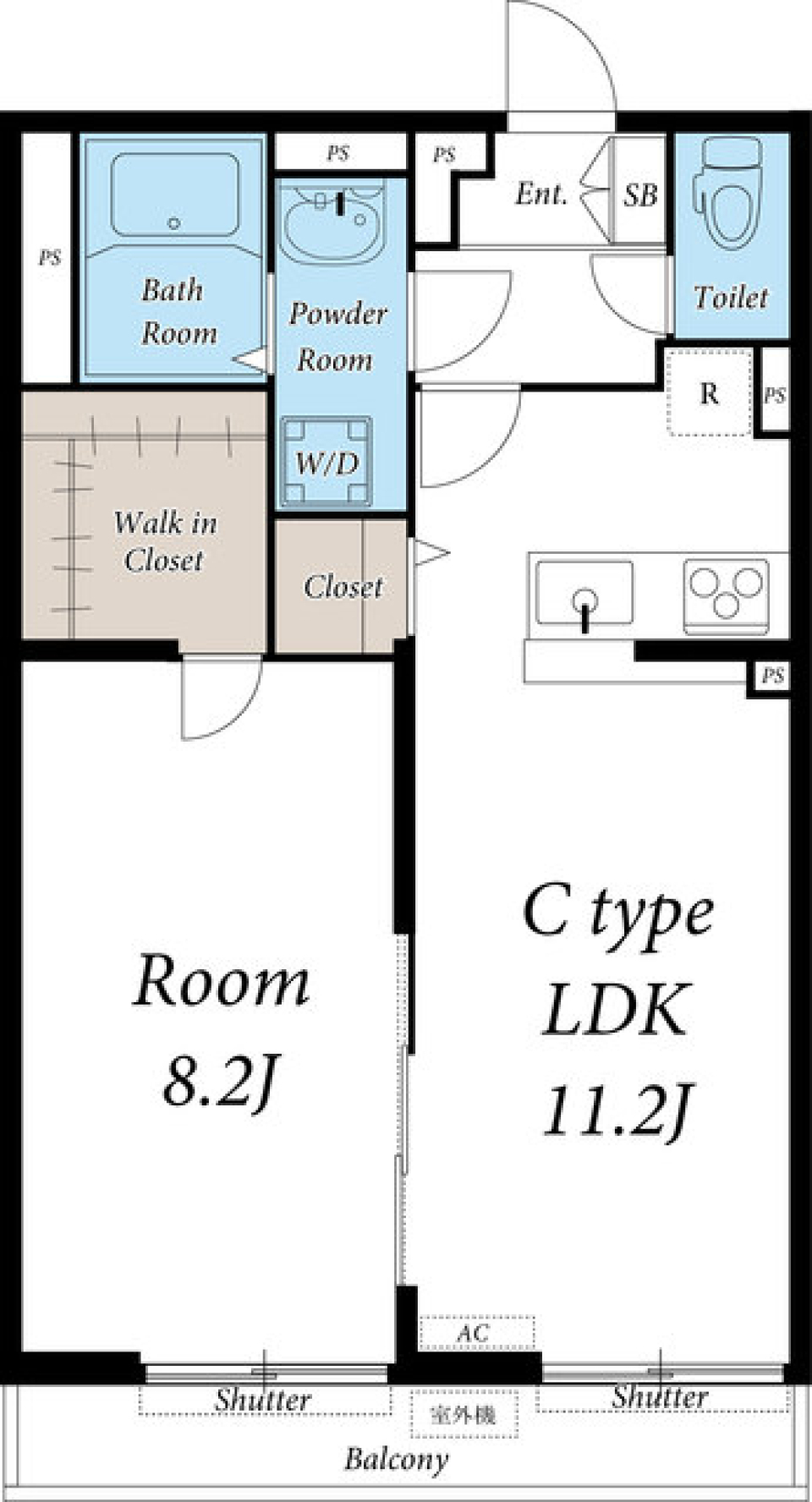 ホワイトカラーの開放感の間取り図