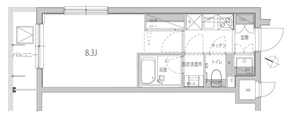 セキュリティ充実。駅近１K。の間取り図