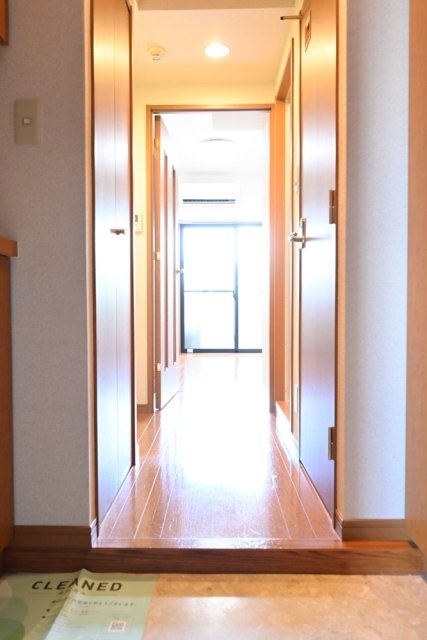 玄関を開けると窓からの光が目に入ってくるのが素敵。