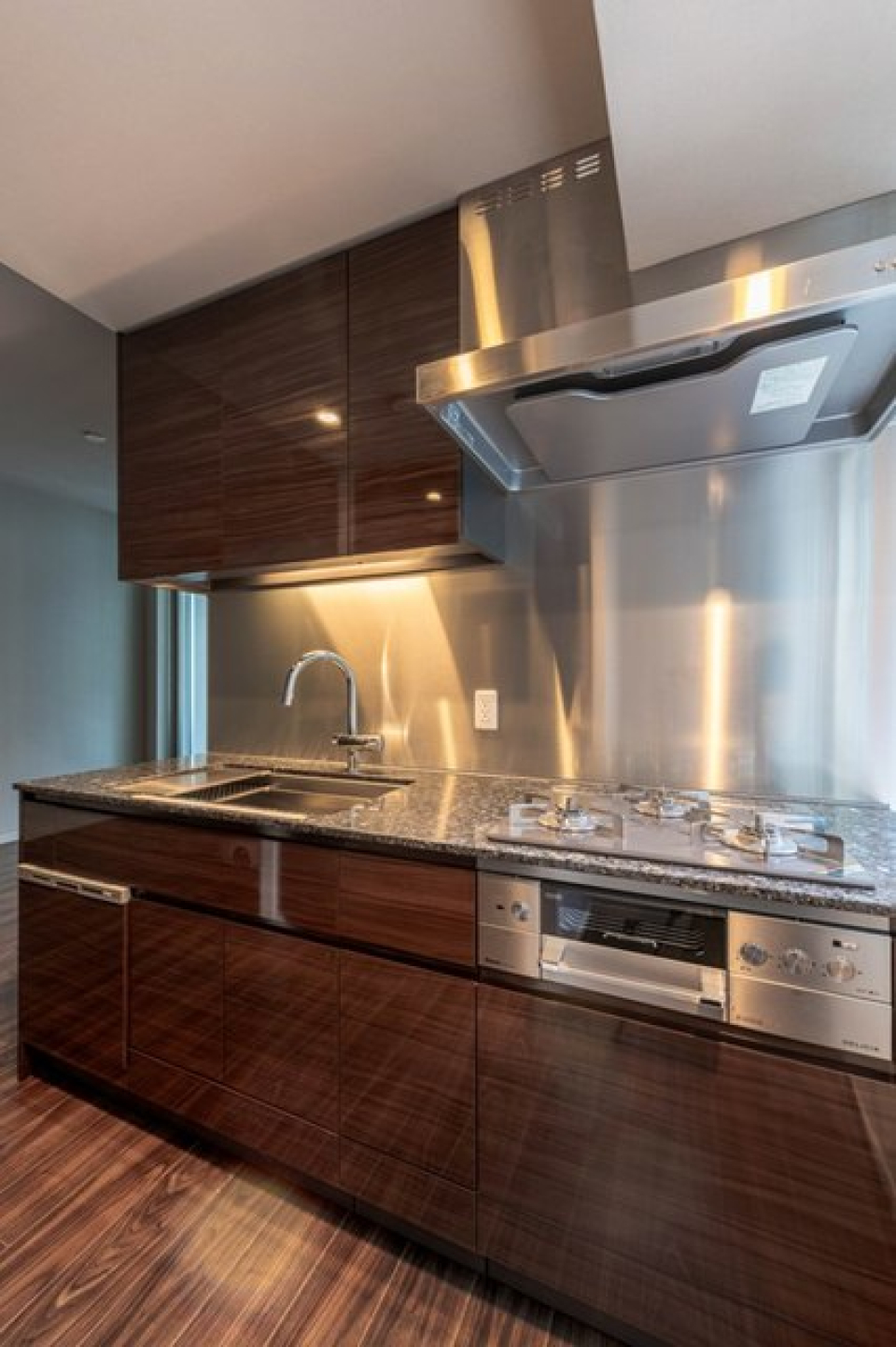 ステンレスのパネルから、スマートな印象を受けます。※写真は同タイプ住戸です。