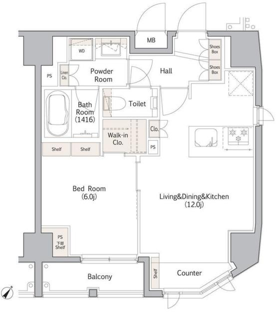 ＮＪＫ　ＭＡＲＱＵＩＳ　ＯＭＯＴＥＳＡＮＤＯ 1403号室の間取り図