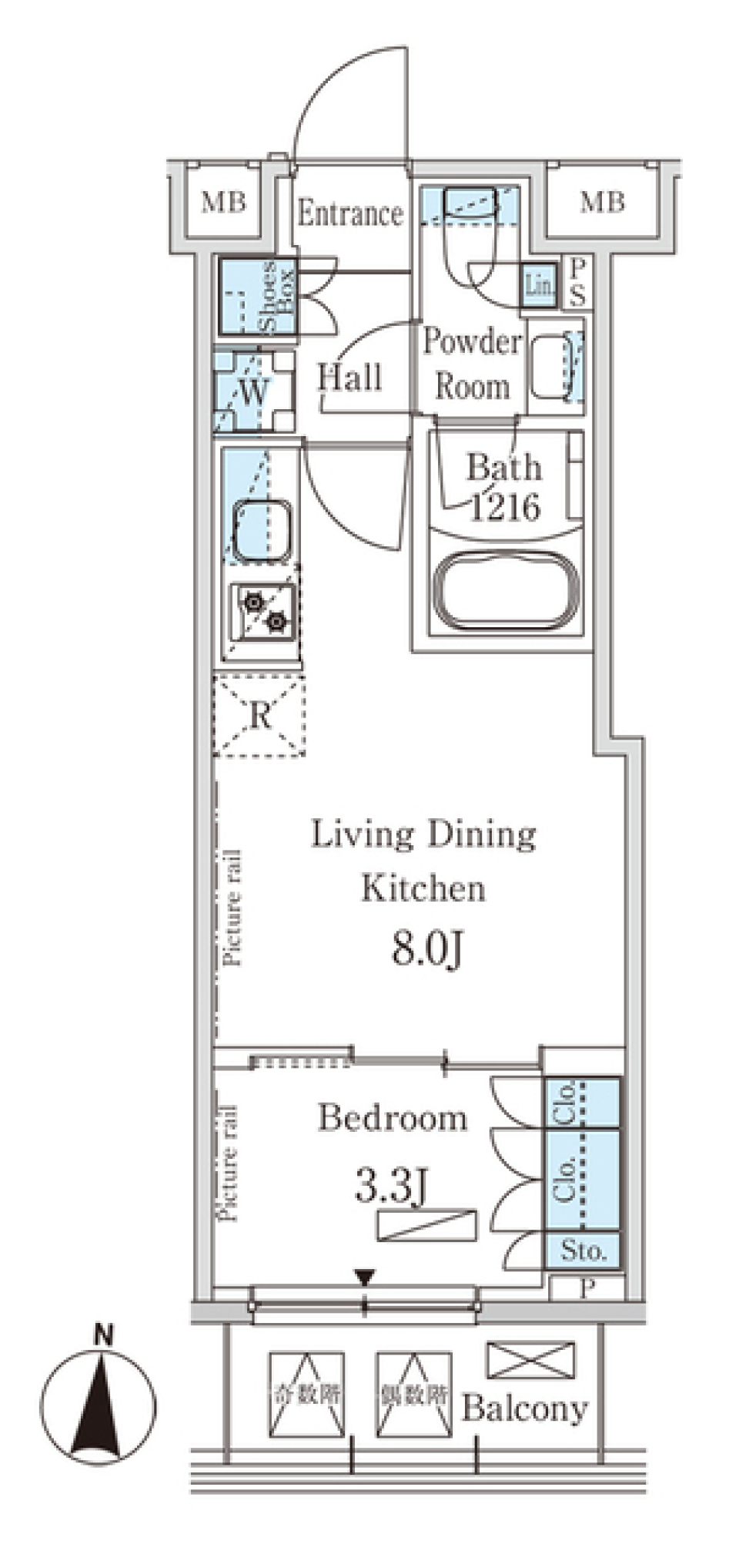 パークアクシス錦糸町ＷＥＳＴ 702号室［ペット可］の間取り図