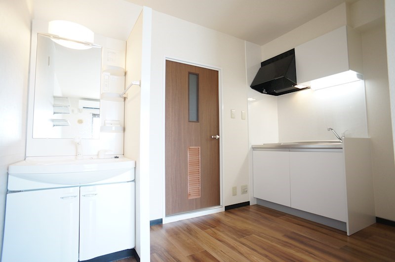 キッチン裏に洗面台あります