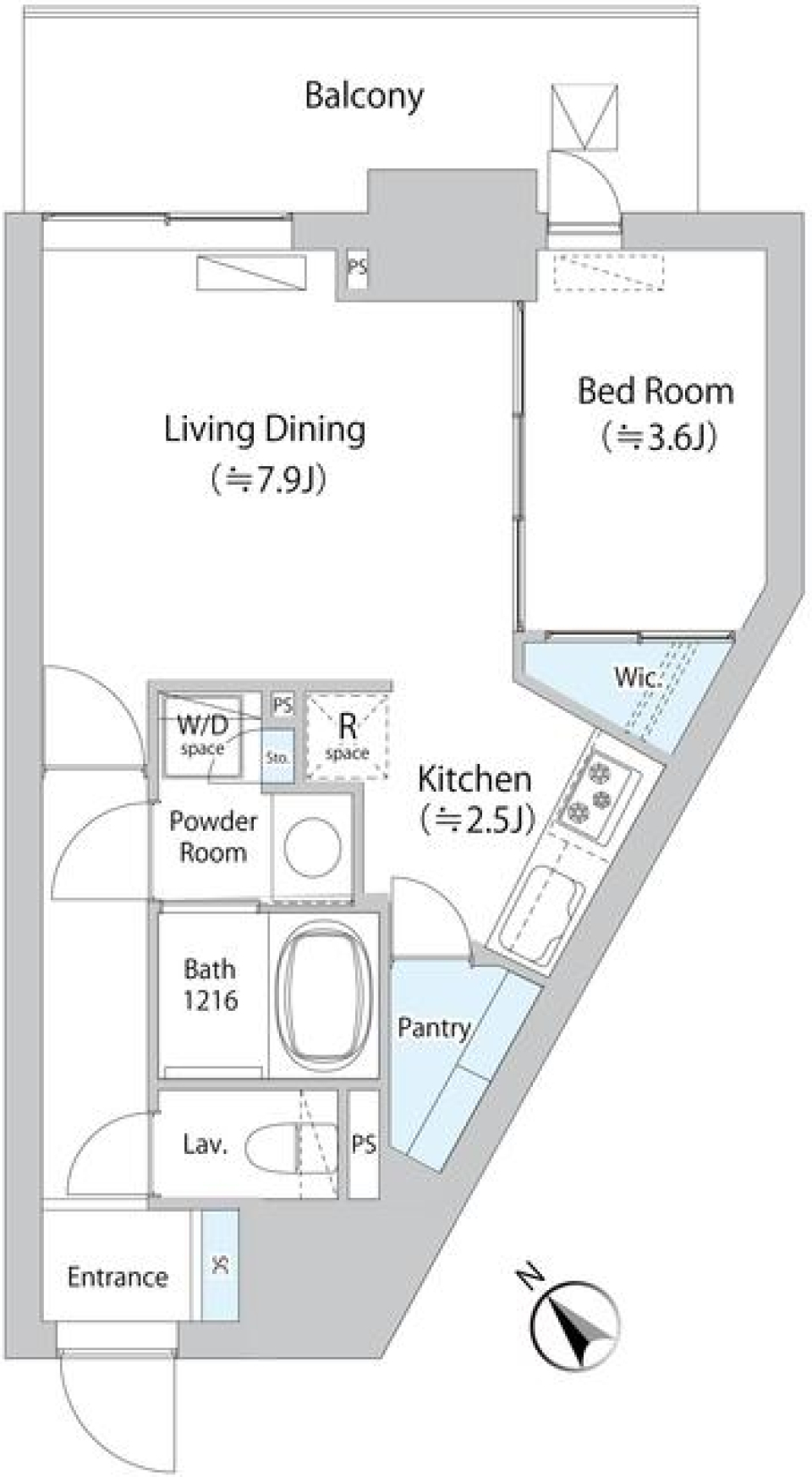 部屋から一歩バルコニーへの間取り図