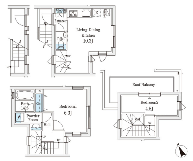 2LDKの間取りです。