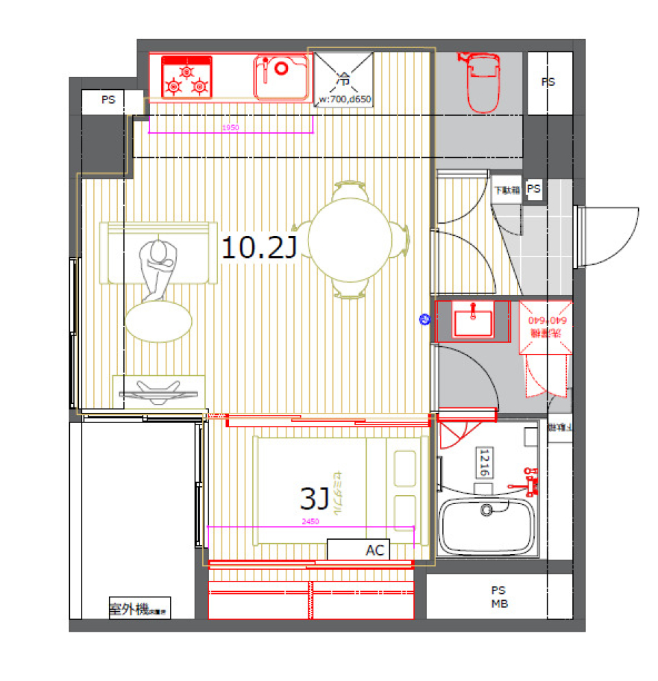 バルコニーから手を振っての間取り図