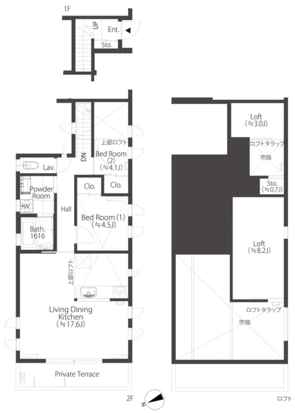 世田谷区のブリックブロックの間取り図