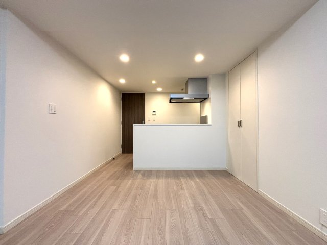 キッチン周りの照明が明るく照らします。