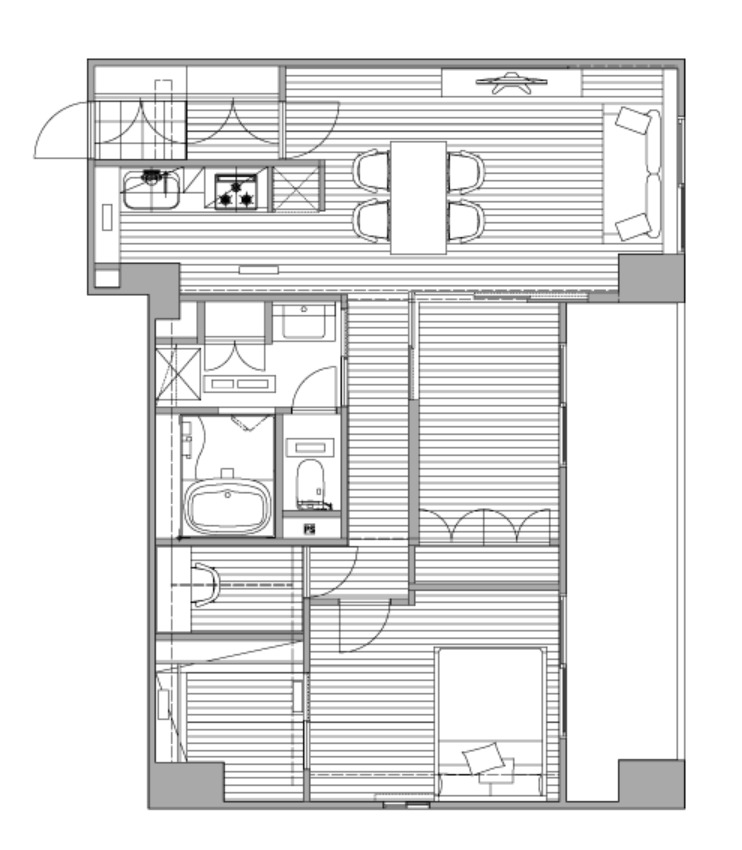 2LDK+納戸の間取りです。