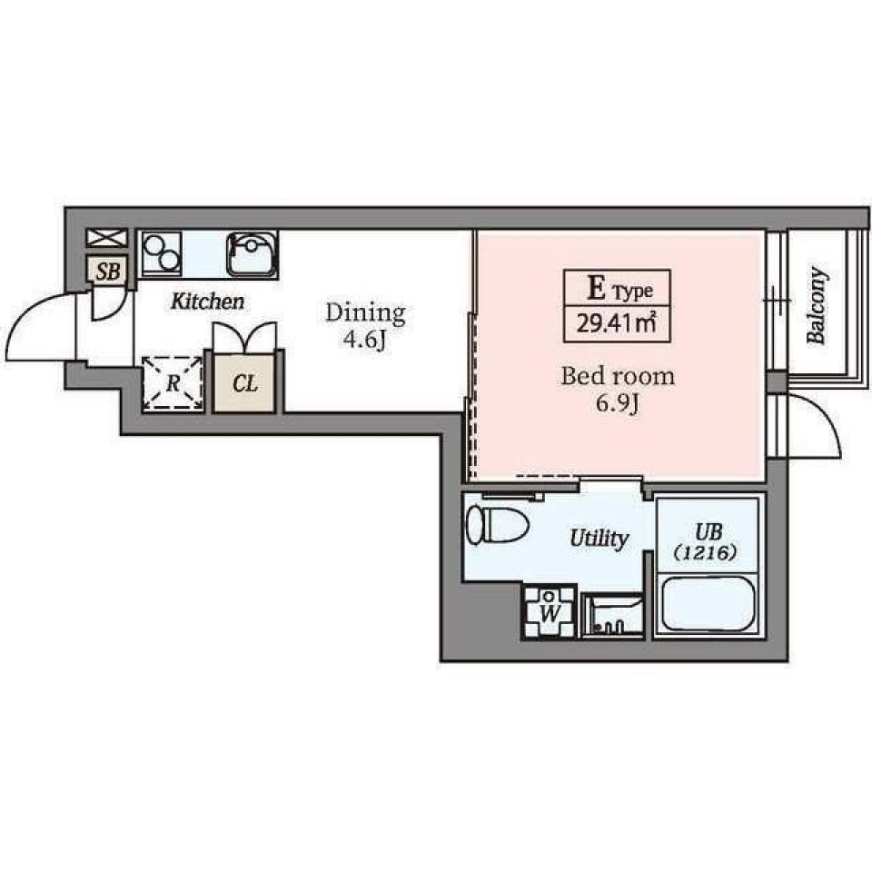 世田谷区の船橋から、1DK生活の間取り図