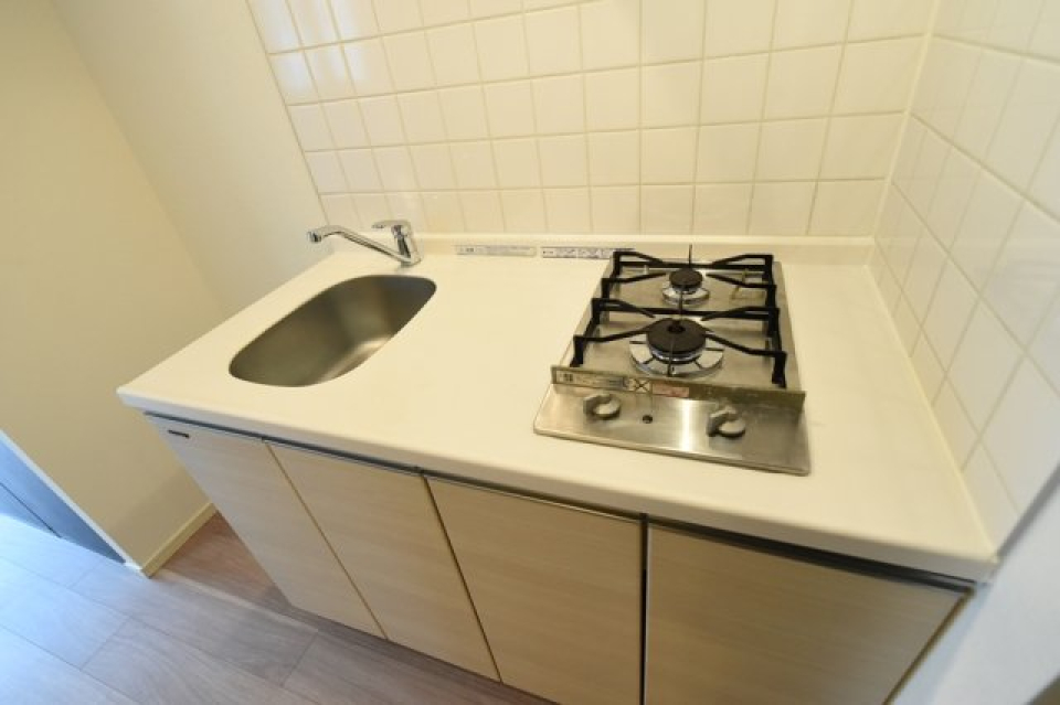 システムキッチン（2口ガスコンロ）シンクが可愛い！