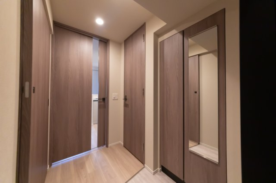 落ち着いたカラーの建具です。