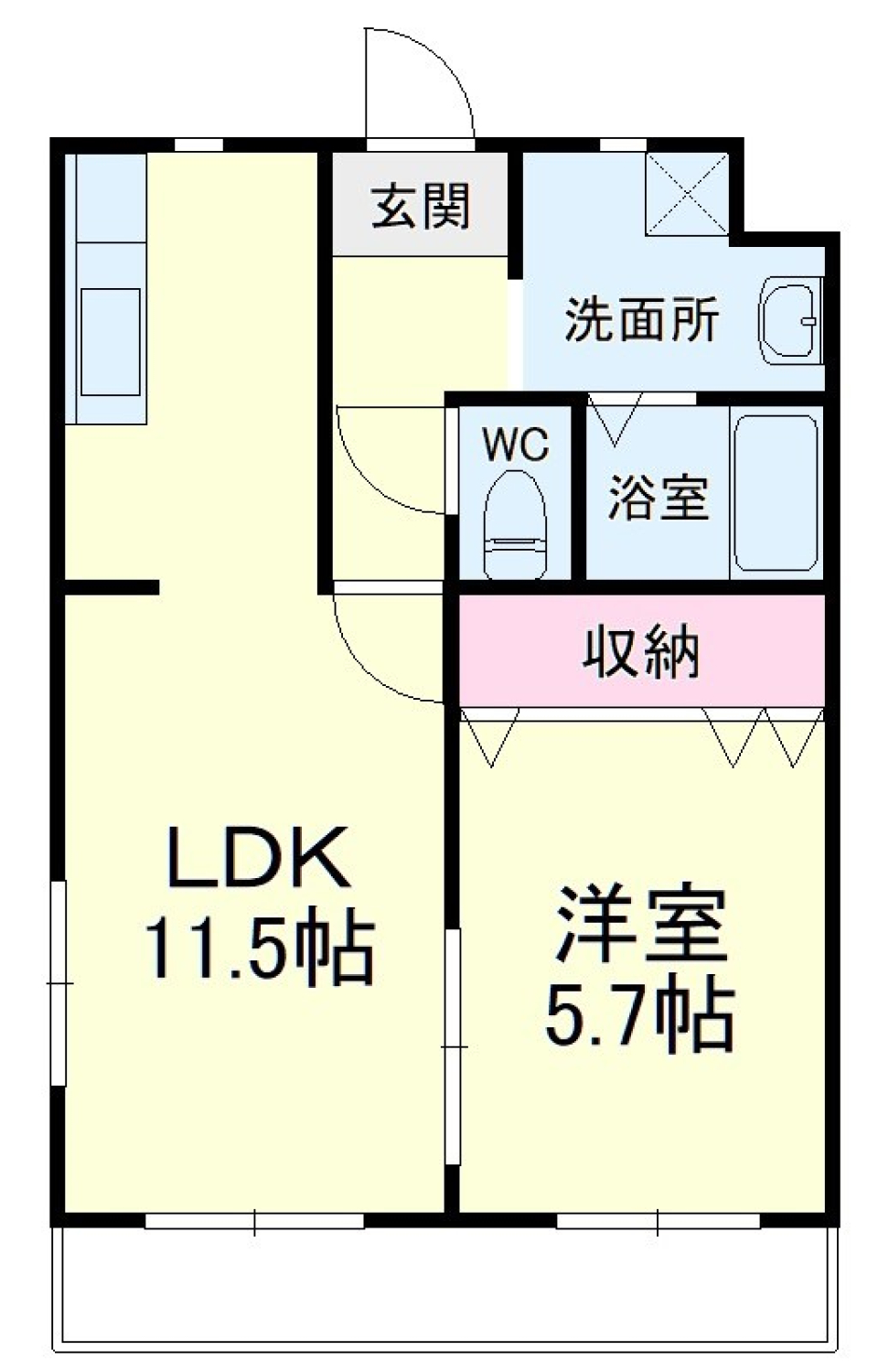 ひとり暮らしには充分な間取り