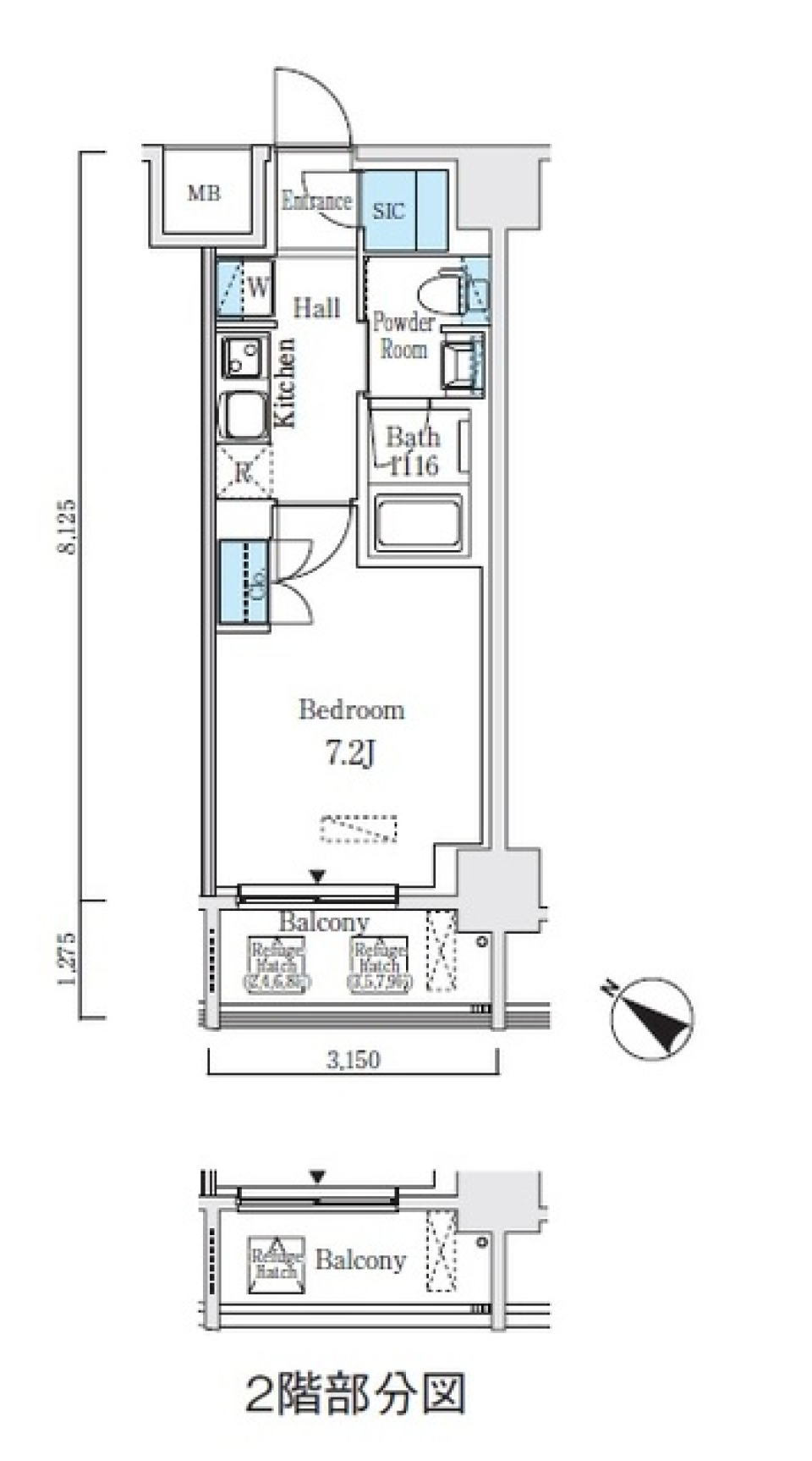 アジュールテラス日本橋浜町  804号室［ペット可］の間取り図