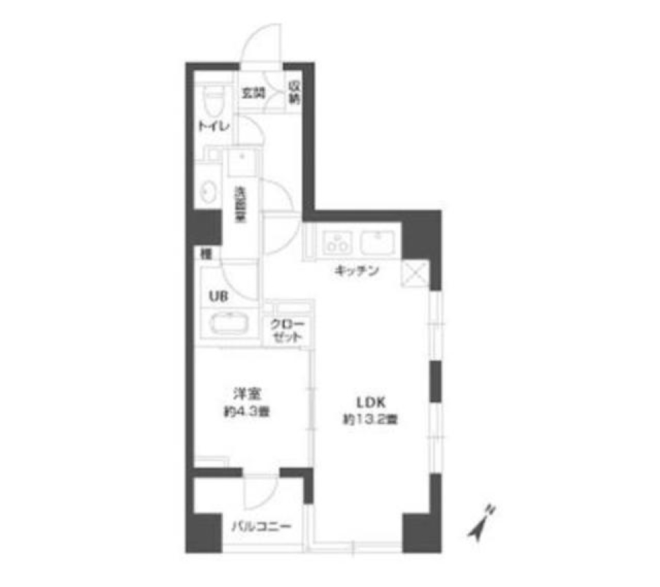 活気ある築地で１LDK生活をの間取り図