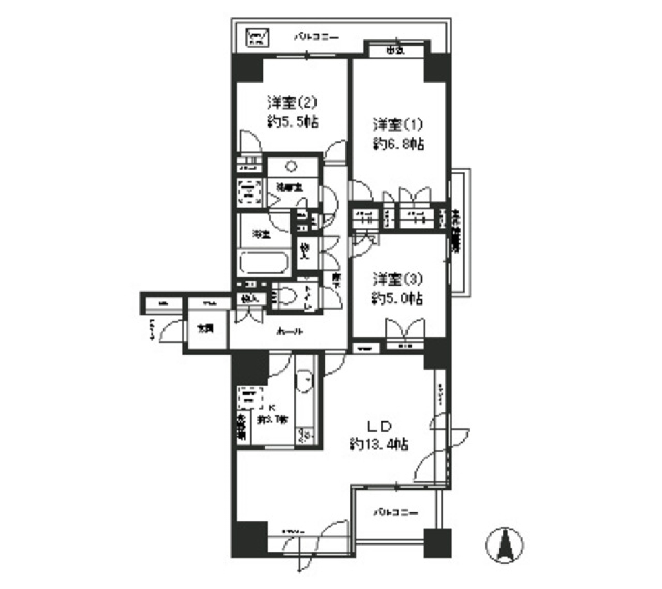バルコニーで織り成す都会のオアシスの間取り図