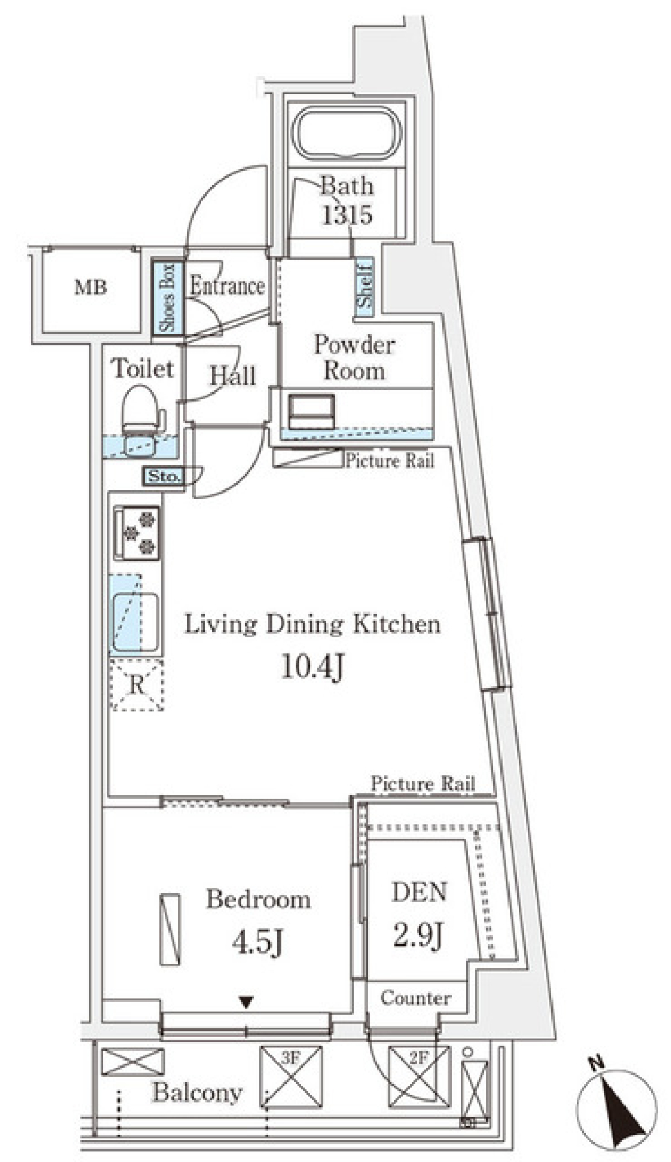 ブラックカラーが魅せる、惹きつけるの間取り図