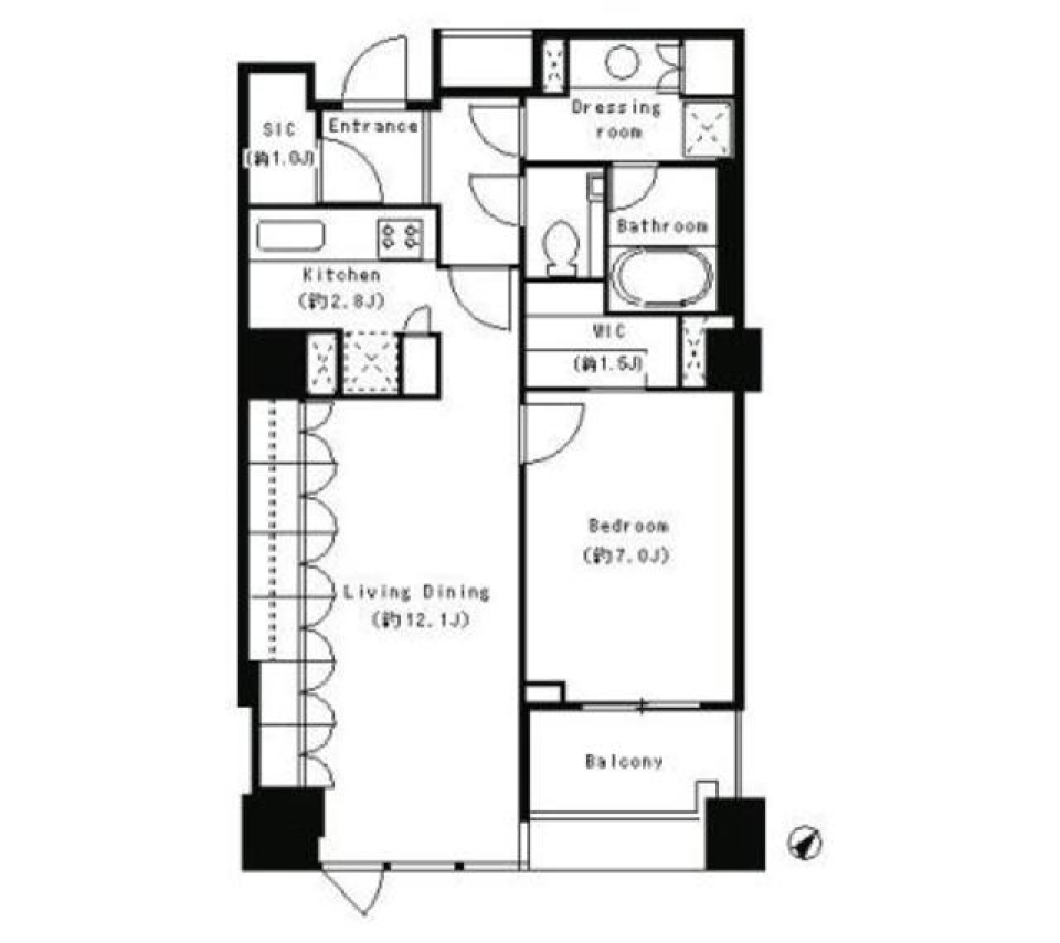 縁どられたバルコニーが魅せてくれる景色の間取り図