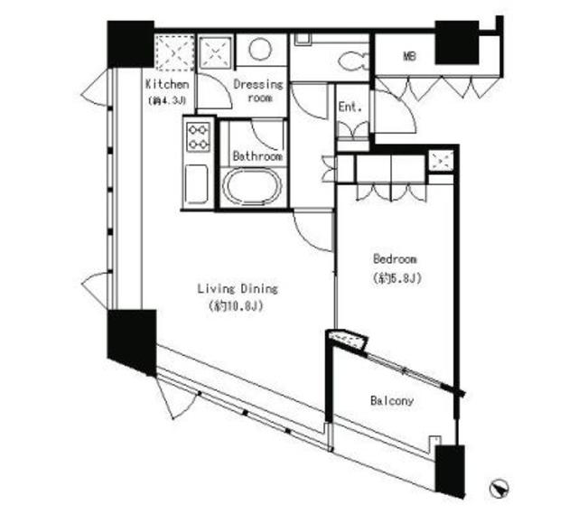 1LDKの間取りです。
