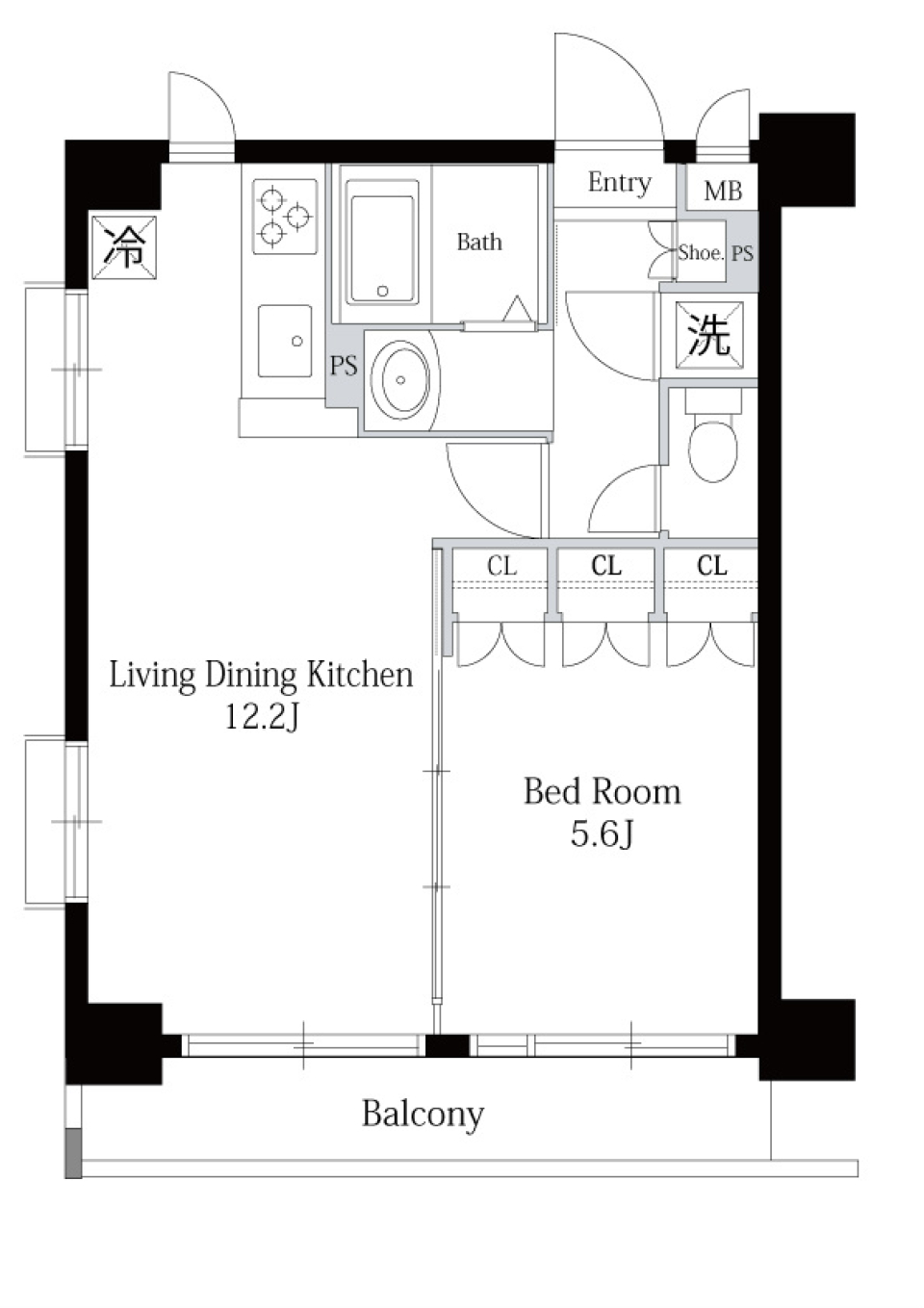 渋谷区でシンプルにエッセンシャルな生活を［ペット可］の間取り図
