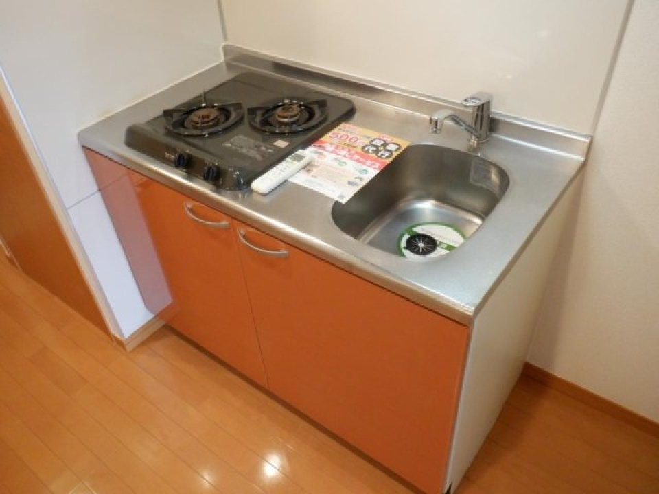 2口のガスコンロが設置されています。