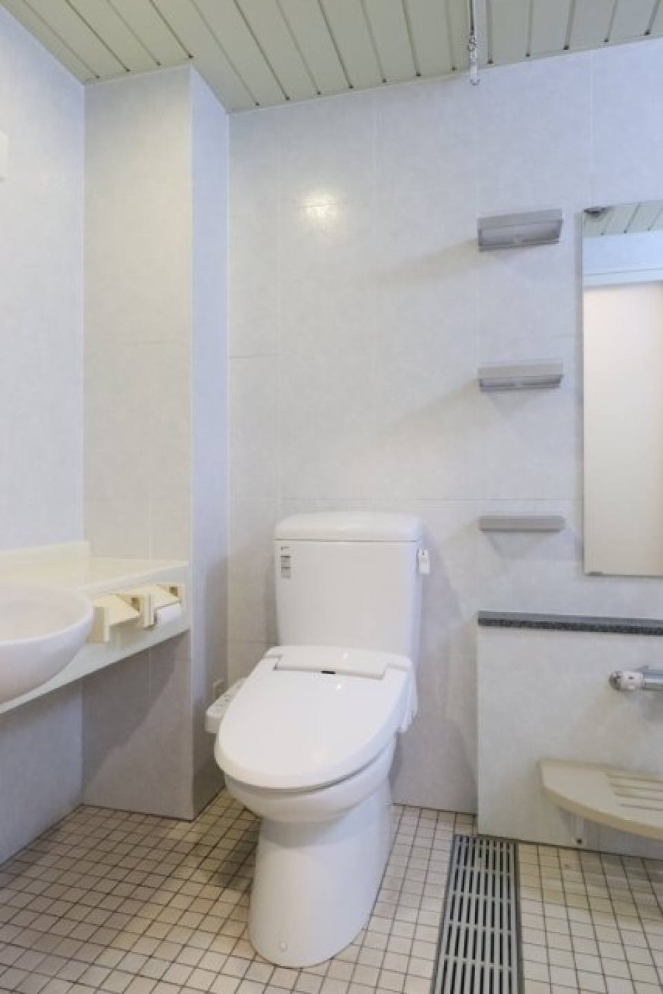 トイレ、洗面所、浴室は同じ空間に設置されています。