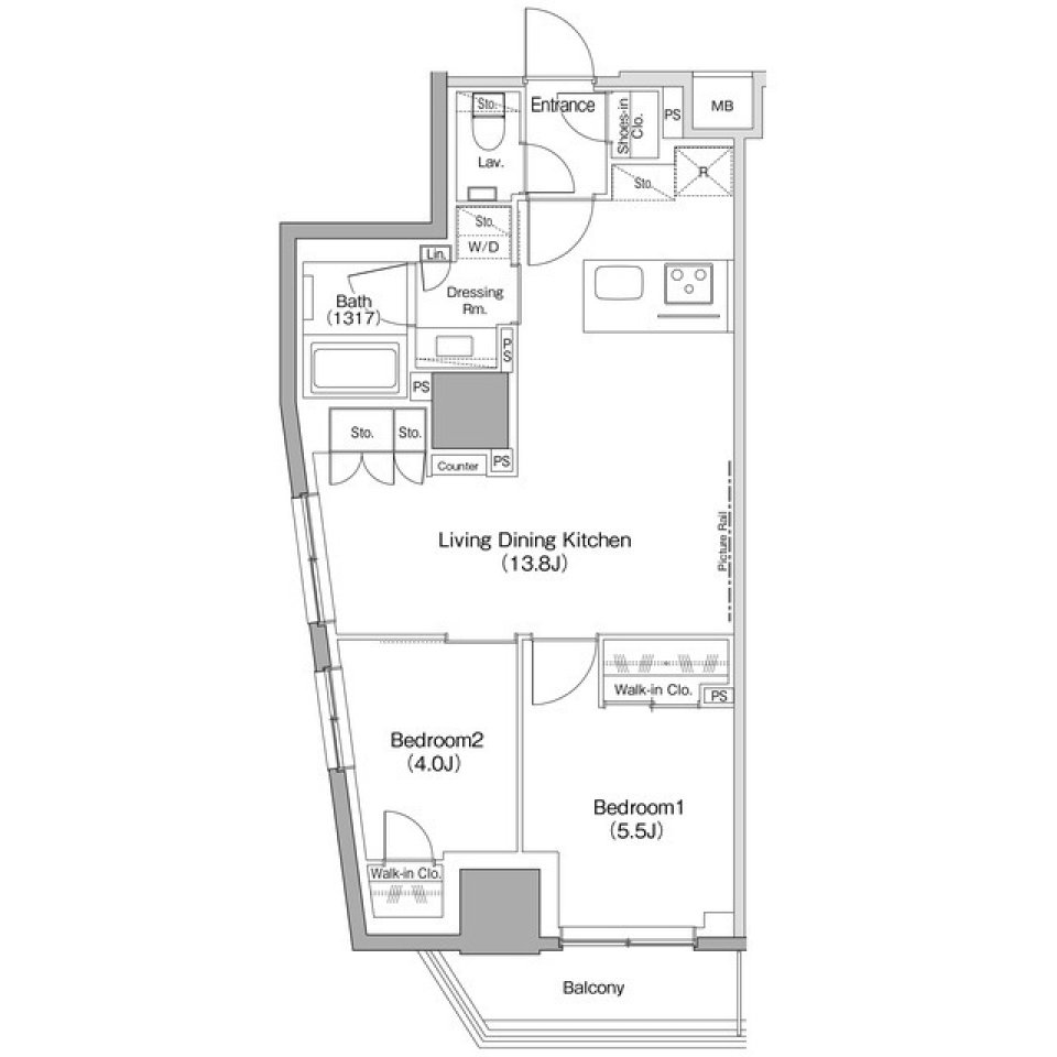 ザ・パークハビオ目黒桜邸 311号室［ペット可］の間取り図